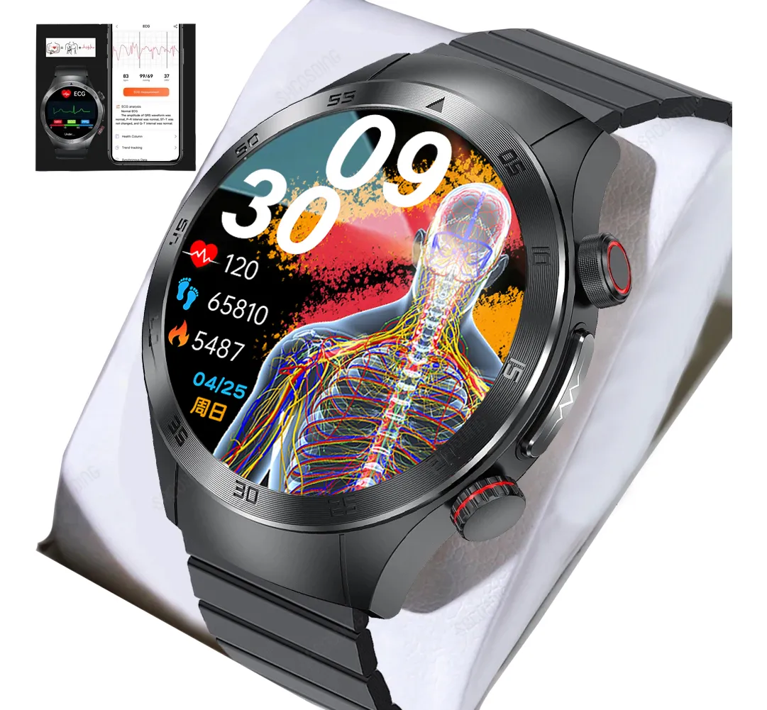 Reloj inteligente para hombre con ECG, tratamiento láser, llamadas Bluetooth y monitor de actividad física.