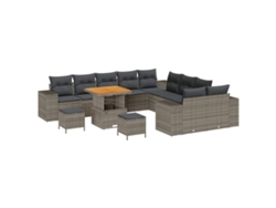 Maison Exclusive - Conjunto de sofás de jardín con cojines, 13 piezas, mimbre gris