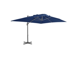 Sombrilla de jardín voladiza con poste de aluminio, 4 x 3 m, color azul cian, DKD Home Decor