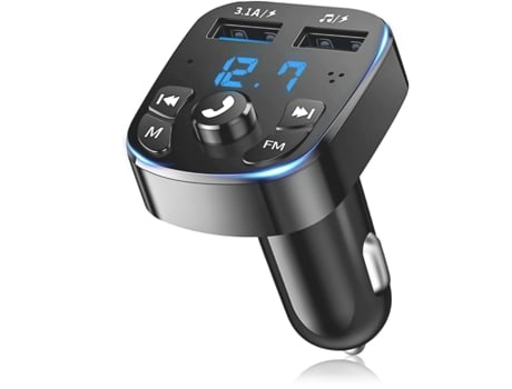 Transmisor FM Bluetooth para automóvil, cargador de automóvil universal Bluetooth 5.0 con USB dual, llamadas manos libres, reproductor de música co...