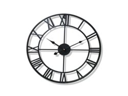 HYMNORA Relógio De Parede Vintage Grande, Redondo Preto Com Números Romanos, Metal Dourado Moderno, Silencioso, Movido A Bateria, 40 Cm, Para Sala, Quarto, Co