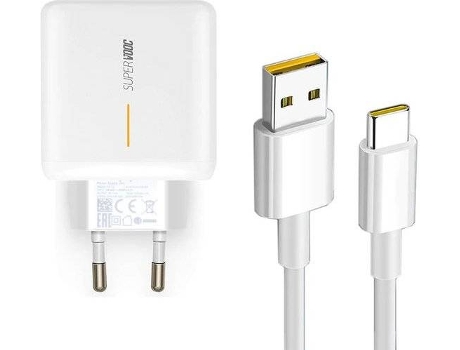 Kit Cargador y Cable Fast Charge PHONECARE para Oppo A54s (65W - USB-C - Blanco)