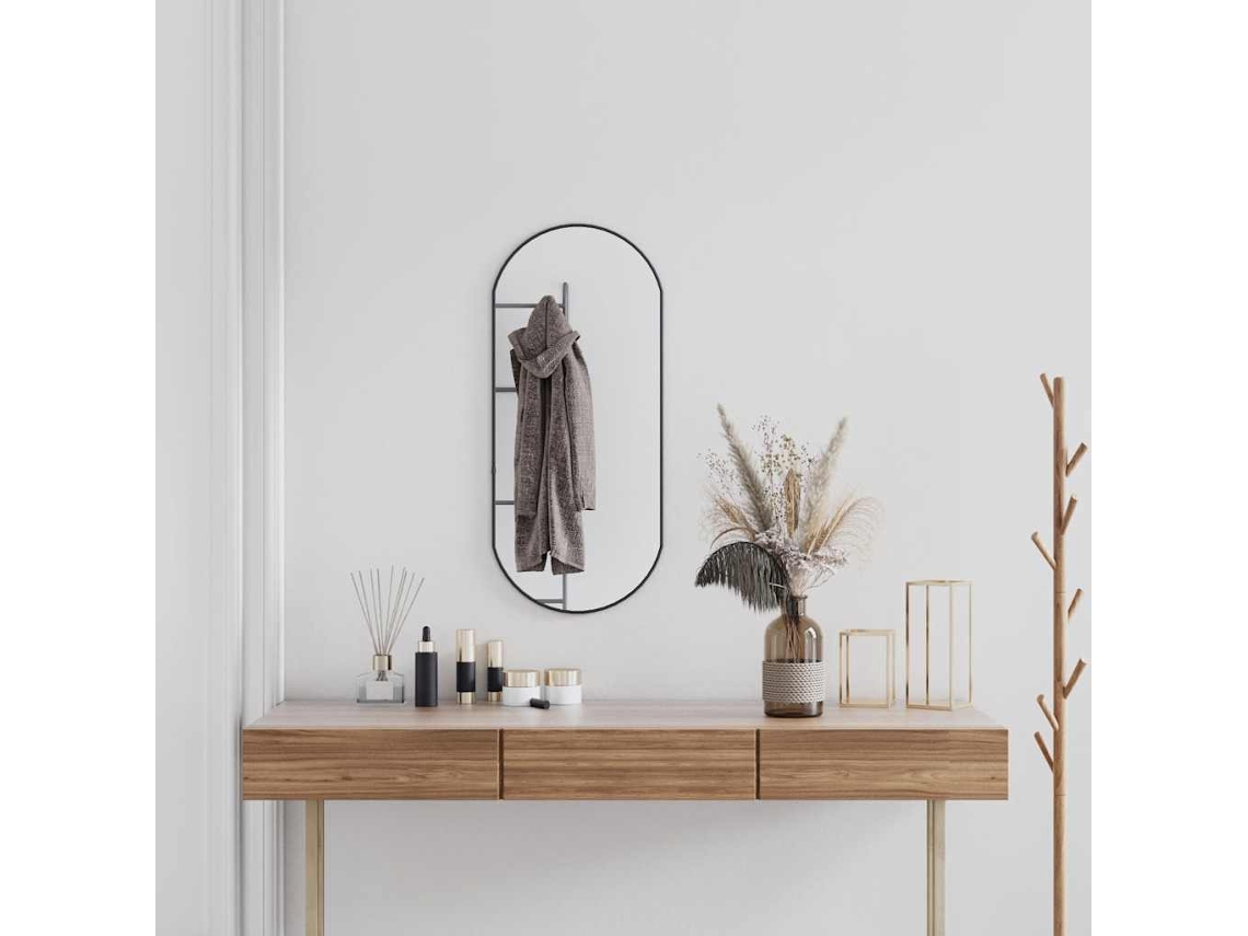Espejo de pared ovalado negro de 80 x 35 cm, DKD Home Decor