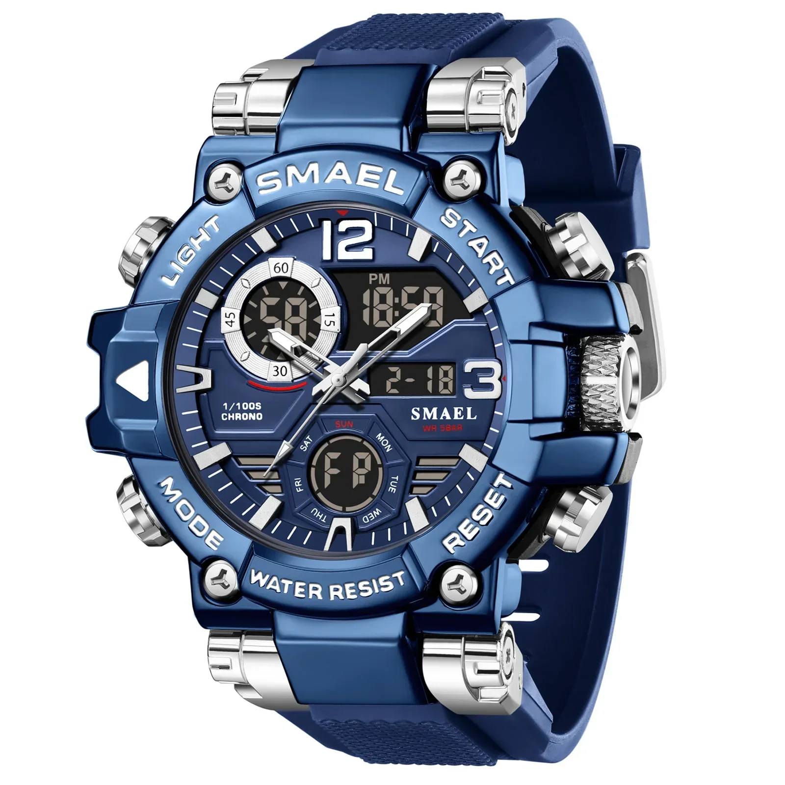 Reloj Led Azul Nuevo, Resistente Al Agua Hasta 50 M.