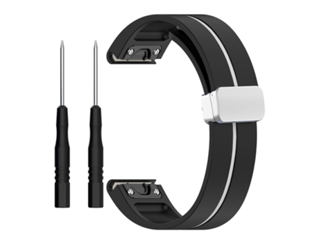 Correa de reloj con hebilla magnética de silicona de 20 mm para Garmin Vivomove Trend, Forerunner Negro