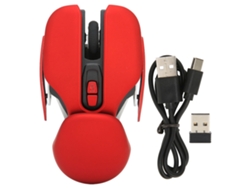 Ratón Inalámbrico Ergonómico Para Juegos Con Batería Integrada, Dpi Ajustable, Proceso De Galvanoplastia, Rojo.