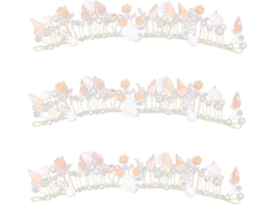 Tiara De Casamento De 3 Peças Em Liga Metálica Com Pérolas Artificiais, Acessório Elegante Para Noivas Em Estilo Náutico.