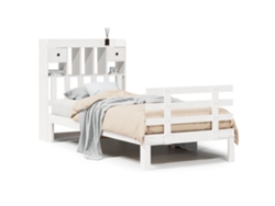 Maison Exclusive - Cama Con Estantería Sin Colchón Madera Maciza Blanca 75x190 Cm