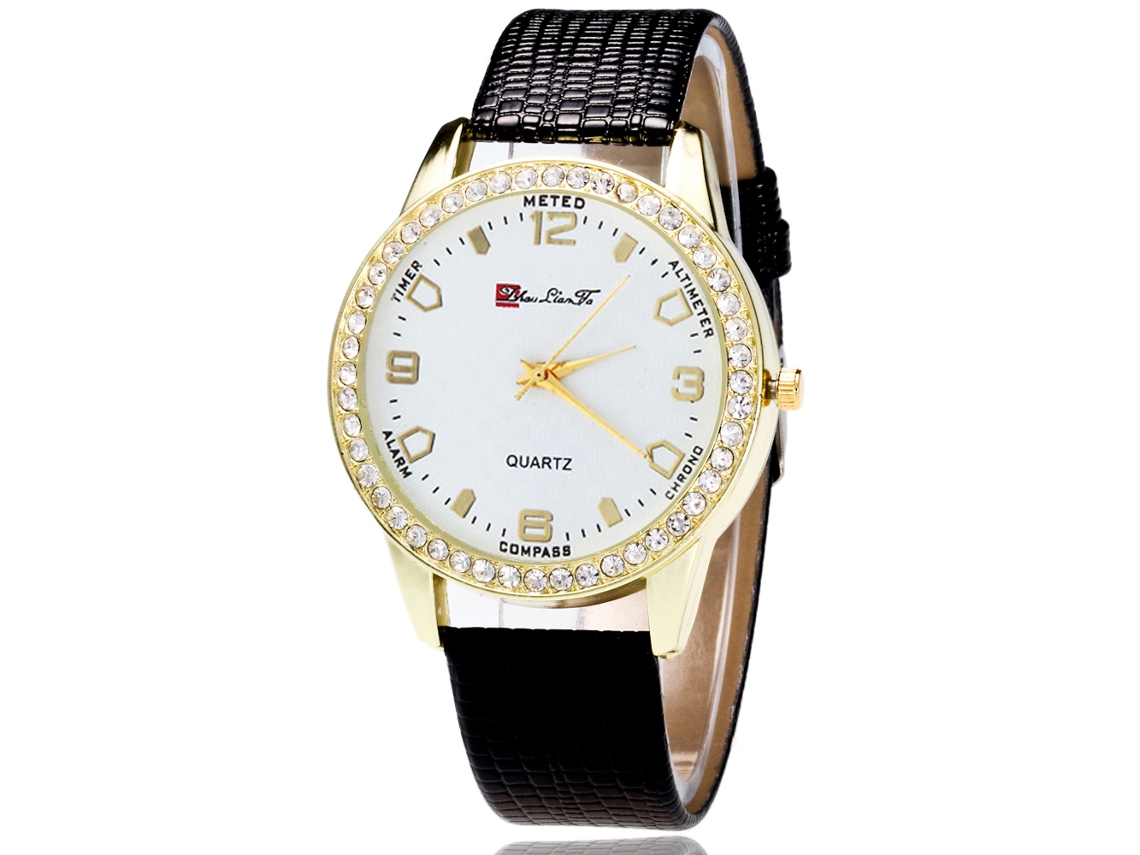 Elegante Reloj De Pulsera Para Mujer Con Diamantes, Reloj Informal Para El Tiempo Libre (negro)