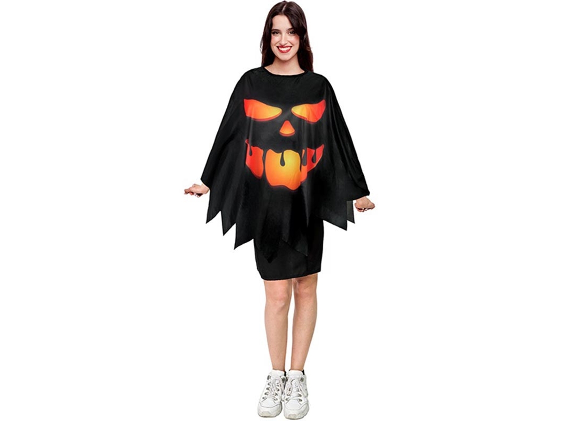 Disfraz o Poncho Calabaza negro tenebrosa adulto de 75 cm