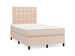 Cama Box Spring Con Colchón Cuero Sintético Capuchino 120x190cm