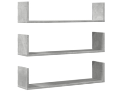 Maison Exclusive - Estantes Pared 3 Uds Madera Ingeniería Gris Hormigón 80x18x18cm