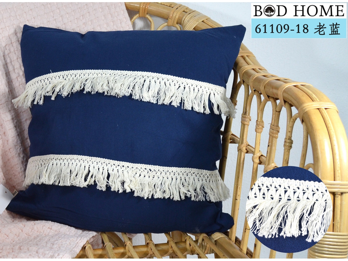 Almofada Con Franjas De Algodão Azul 45*45cm BOD HOME