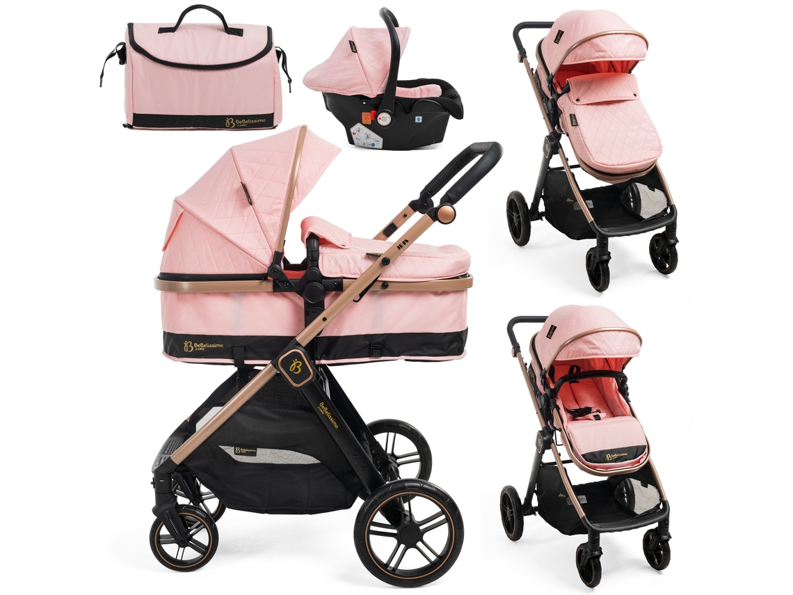 Cochecito Trio 3 en 1 - 0-22 kg BEBELISSIMO - Iris - rosa