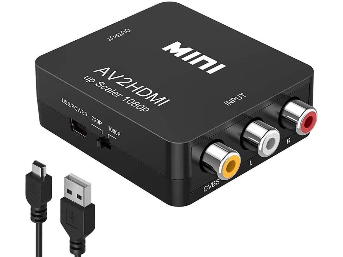 Conversor Rca para Hdmi Adaptador de Conversor de Áudio e Vídeo 1080P Rca Composto Cvbs Av para Hdmi 