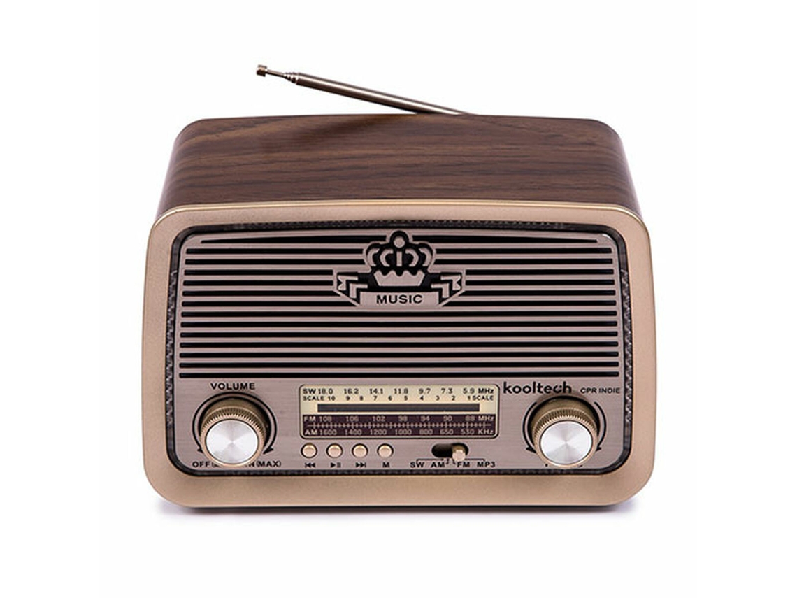 Radio KOOLTECH Am/Fm/Sw (Marrón - Bluetooth - 6 W)