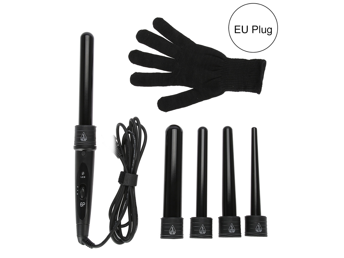 Set De Rizador De Cerámica Intercambiable 5 En 1 Con Guante Antiquemaduras Para El Cabello