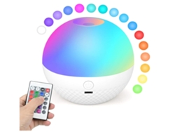 Luz nocturna infantil Pgd 01 LED táctil con control remoto, 16 cambios de color, brillo ajustable, recargable por USB, color blanco Facpoet