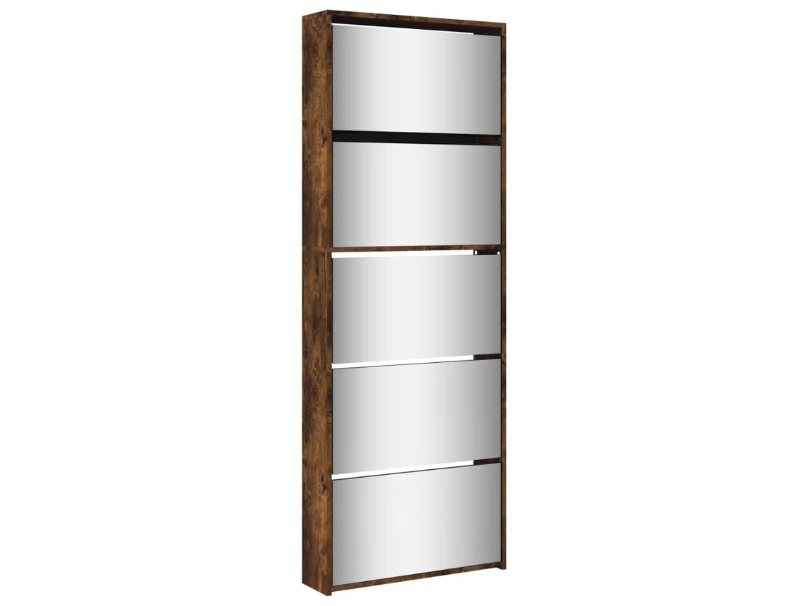 Zapatero con espejo, 5 compartimentos, roble ahumado, MAISON EXCLUSIVE (63x17x169,5 cm)