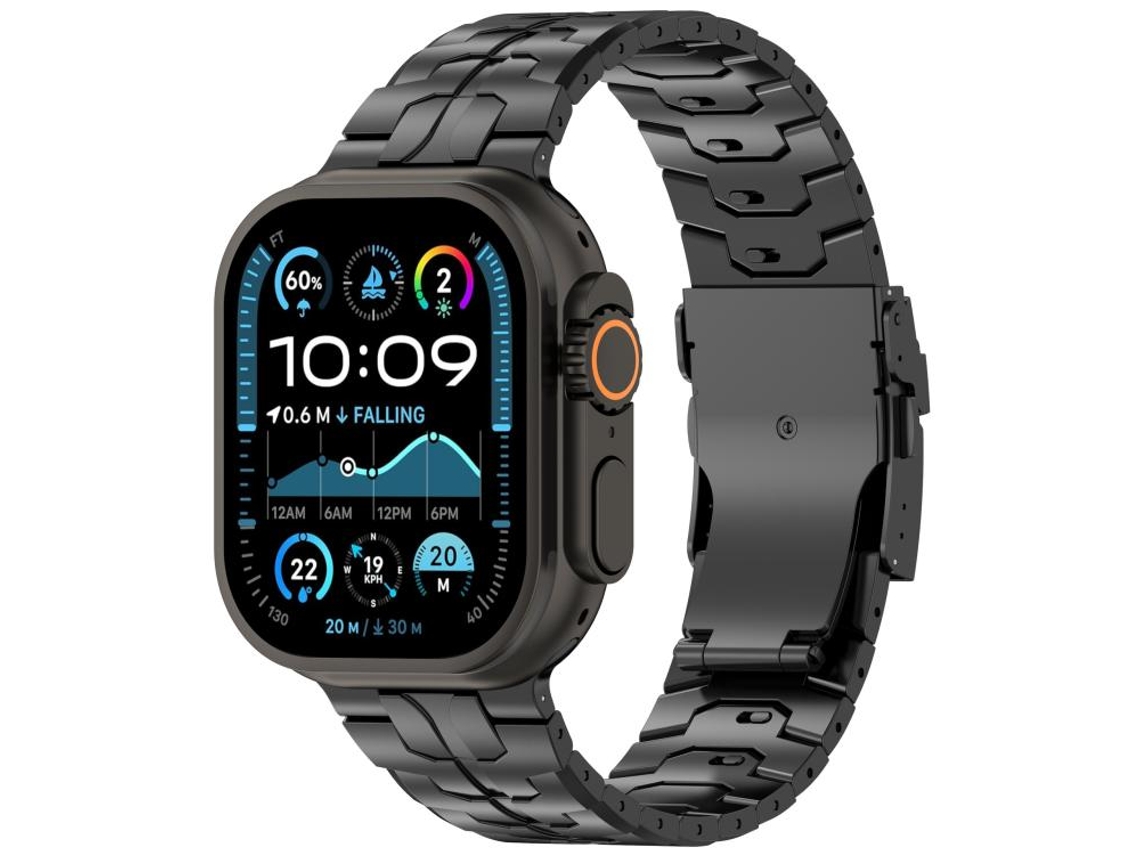 Correa XIAOMOYU de aleación de titanio para Apple Watch de 42/41/40/38 mm con cierre de seguridad extraíble - Negra