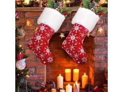 Calcetines Navideños De Nieve De 45 Cm, Con Pelo Sintético Y Purpurina, Regalo Decorativo (paquete De 2)