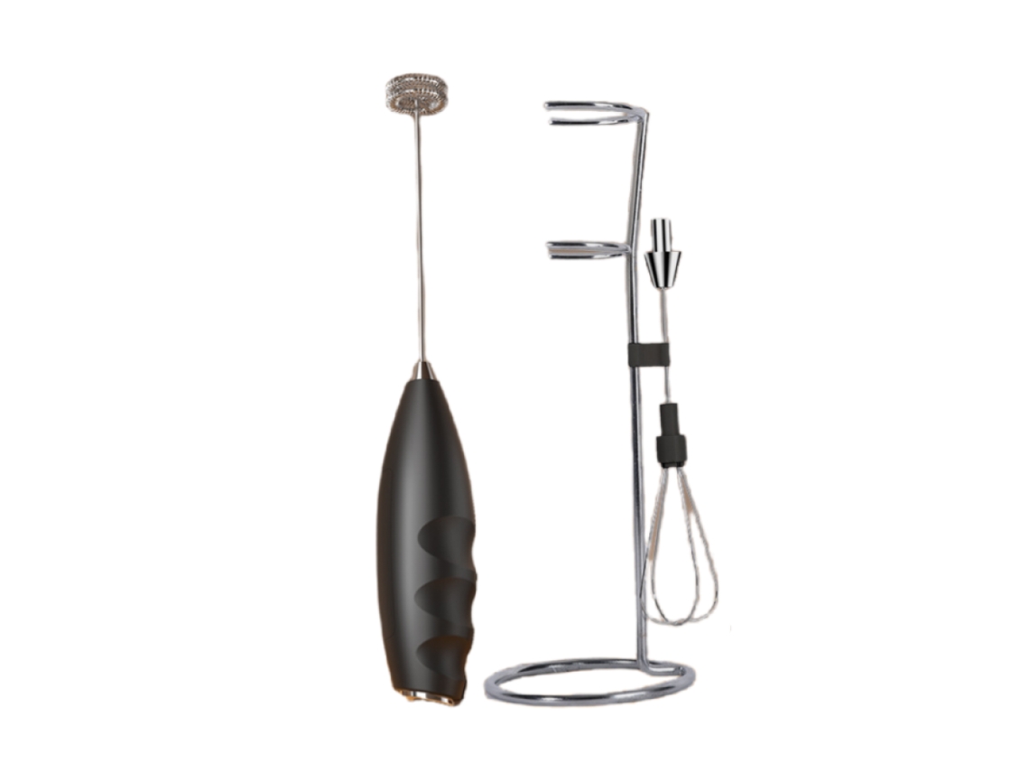 Batidor eléctrico automático, utensilios de repostería, espumador de leche eléctrico para café y crema, batidor de mano Sstrwgood (con soporte)