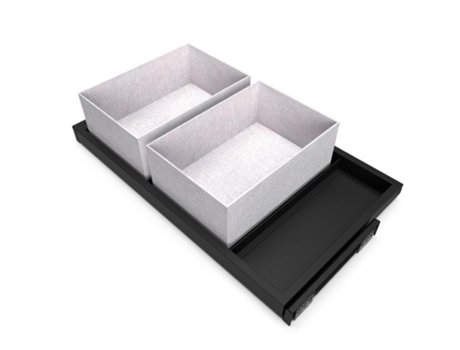 EMUCA Kit Bandejas con 2 Cestas Organizadoras y Estructura Corredera de Cierre Suave para Armarios - Regulable - Módulo 800Mm - Negro Texturado