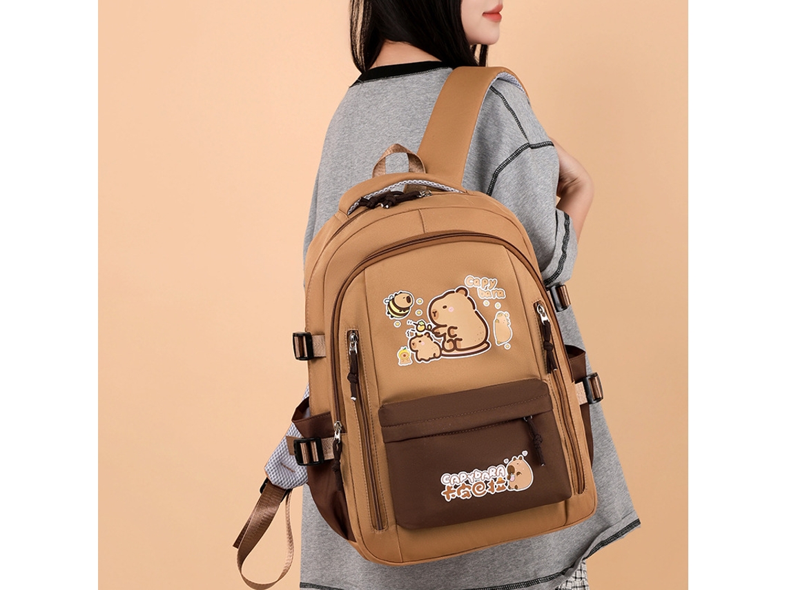 Mochila escolar de tres piezas, estilo estudiantil, color liso, bolso de hombro, estuche.