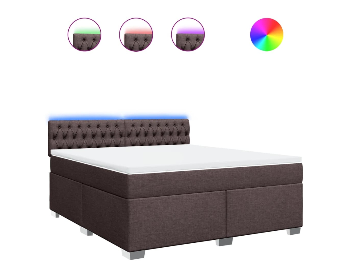 Maison Exclusive - Cama Box Spring Con Colchón Tela Marrón Oscuro 180x200 Cm