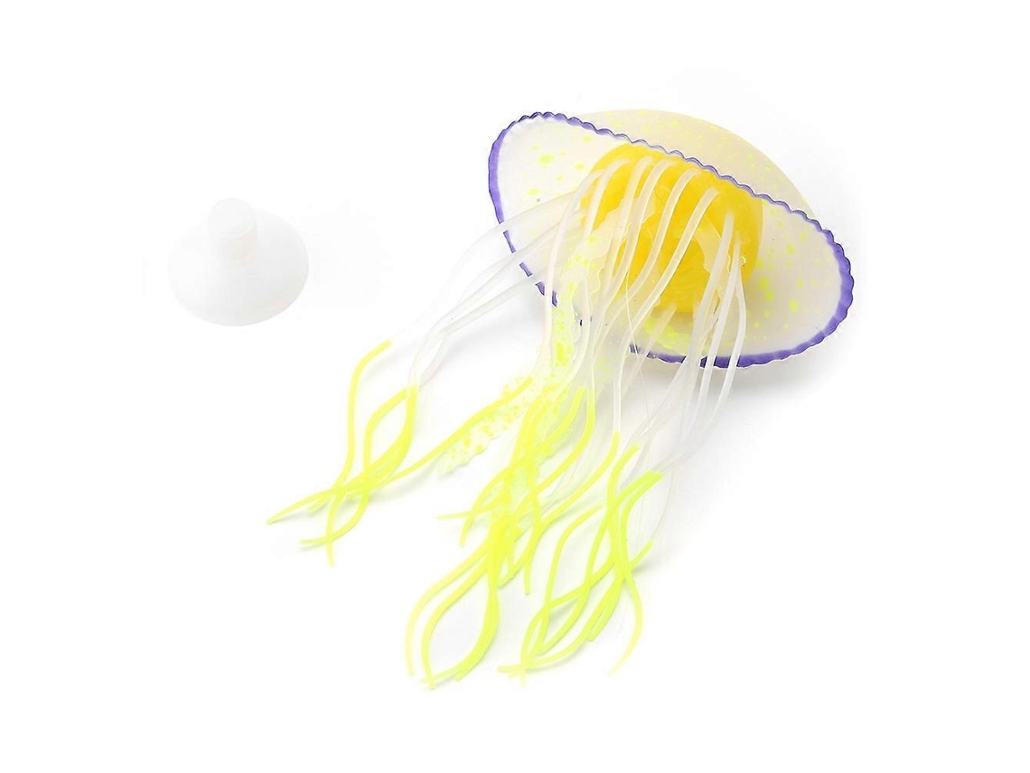 Medusa artificial de silicona para acuario, decoración de acuario, adorno de rosal amarillo limón