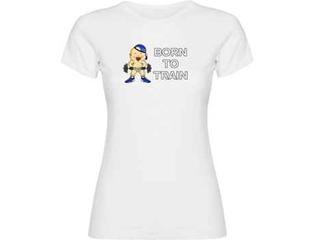 Camiseta para Mujer KRUSKIS Born To Train Blanco para Fitness (XL)