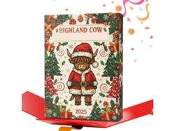 Calendario de Navidad en acrílico 2D con vacas de las Tierras Altas y animales.