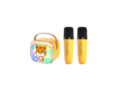Micrófono inalámbrico Bluetooth Zruxe P12 con luces LED decorativas y altavoz de karaoke amarillo