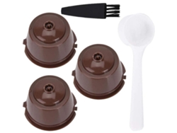 3 Cápsulas De Café De Plástico Reutilizables Y Recargables Con Cuchara Y Pincel.