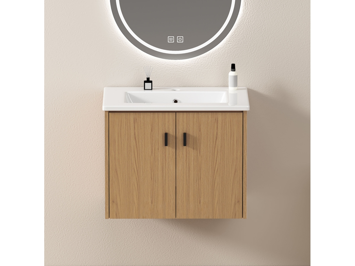 Armario De Baño 60 Cm - 2 Puertas Soft-close, Gran Capacidad - Roble Claro
