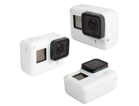 Carcasa Protectora de Silicona y Tapa de Lente SLOWMOOSE para Cámara Go Pro Action 1 Blanco
