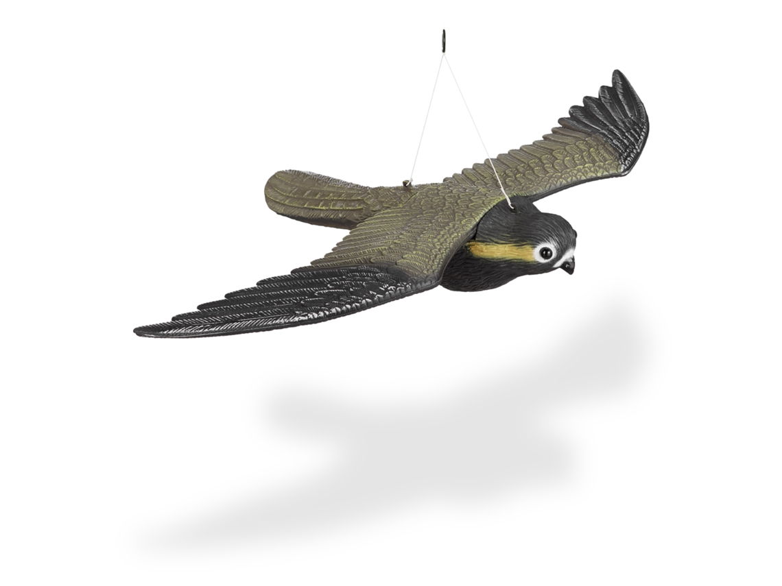 Relaxdays Halcón Espantapájaros Para Colgar, Plástico, Negro, 8x35x58 Cm