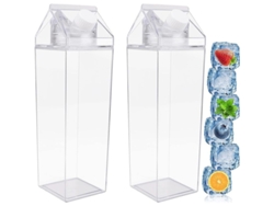 2026-botella De Agua Linjou, 2 Unidades, Portátil, Cuadrada, Transparente, 1l, Diseño Anti-derrames, Para Deportes Y Viajes