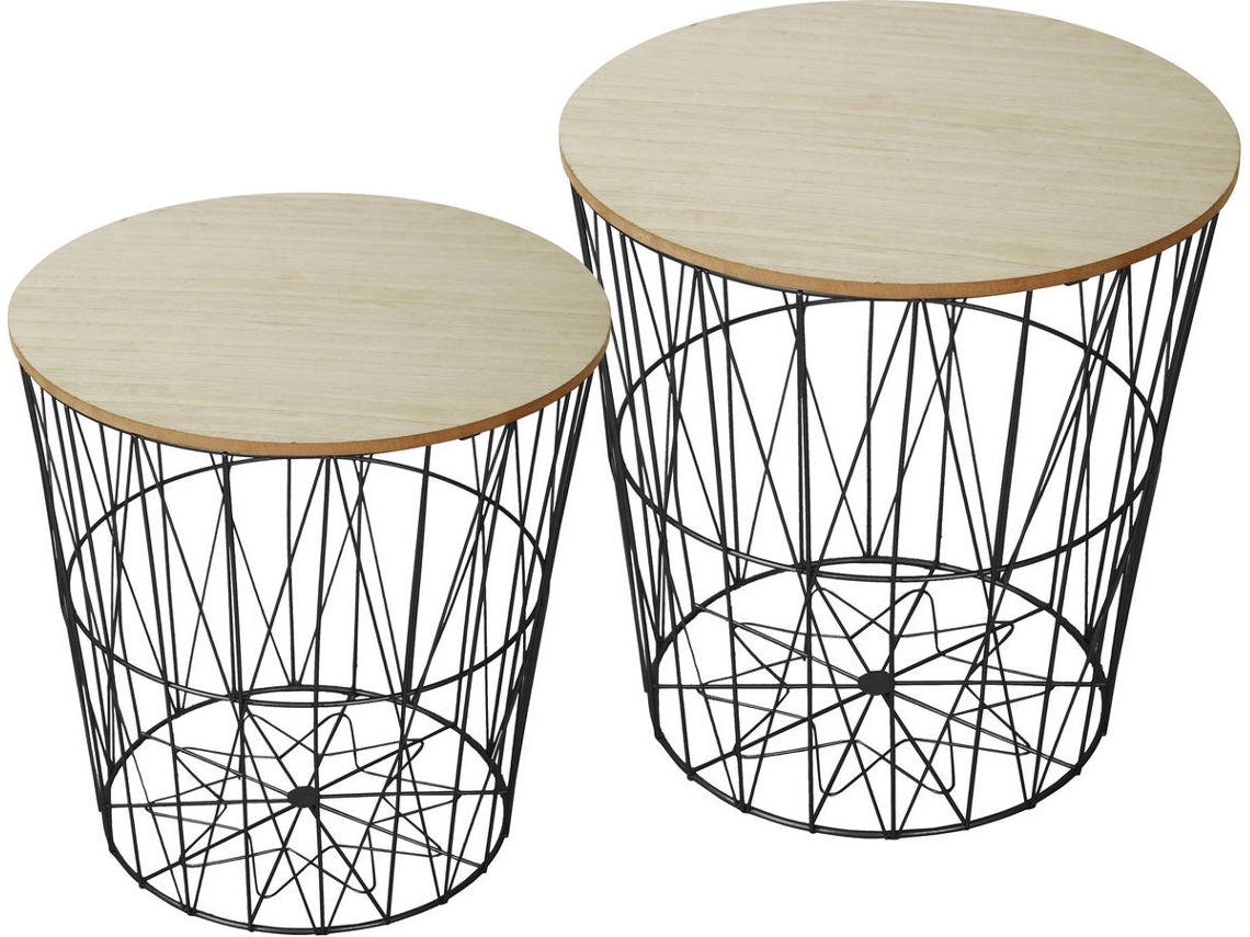 Conjunto 2 Mesas de Centro VS VENTA-STOCK Guili (40 x 40 x 41.5 cm - Metal - Marrón, Negro)