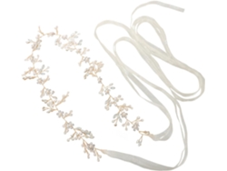 Cinto De Noiva Elegante Ciieeo Com Flores E Pérolas, Leve E Feito À Mão Em Liga Metálica E Tecido.