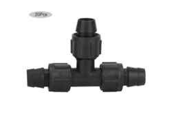 Conector en T de 20 piezas para tubería de microaspersor, 16 PE, acoplamiento rápido para manguera de agua
