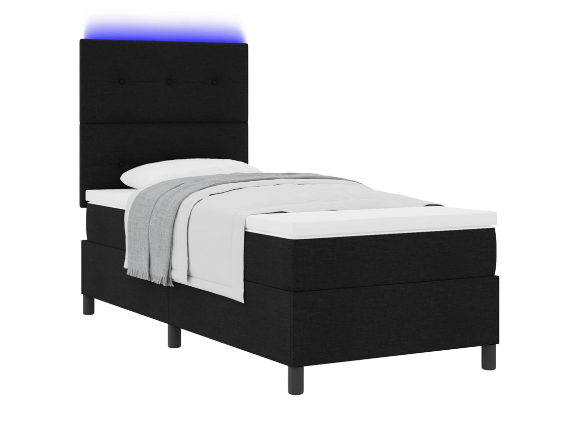 Maison Exclusive - Cama Tipo Box Spring Con Colchón Con Led Negro 80 X 200 Cm Tela