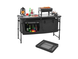 Mesa de cocina portátil y plegable con almacenamiento y patas ajustables Tekmaquinas