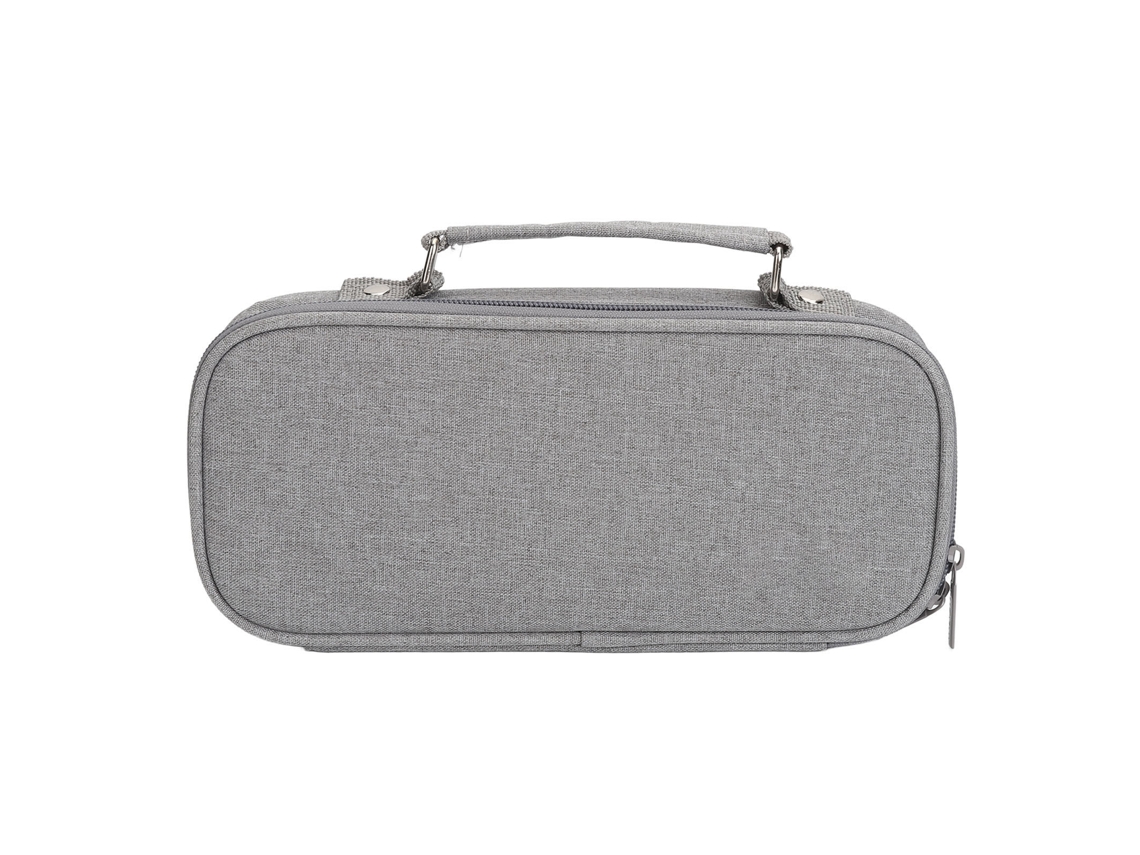 Estuche De Lápices Grande Con Asa Y Doble Nivel, Capacidad Grande, Canvas Duradero Para Oficina, Escuela Y Viajes Gris