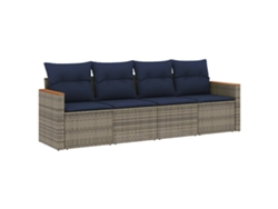 Maison Exclusive - Conjunto De Sofá De Jardín De 4 Piezas Con Cojines, Poliratán Gris