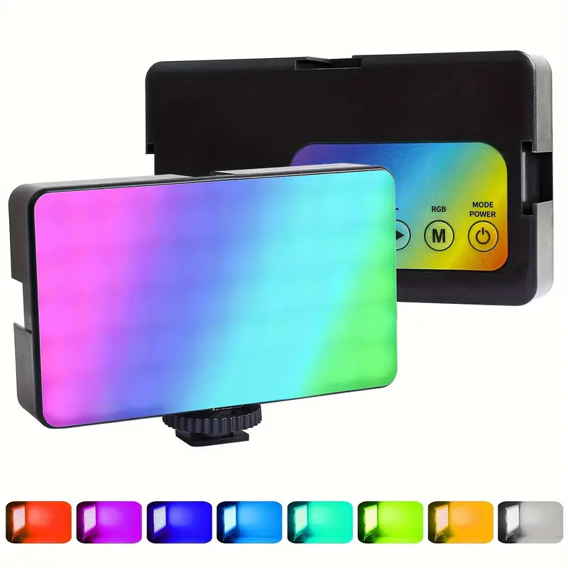 Luz de video LED RGB Chrui con rotación de 0 a 360°, CRI 95+ y temperatura ajustable (2500 a 9000 K)