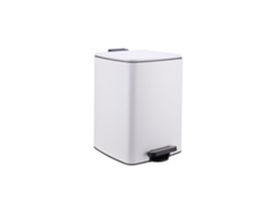 Relaxdays Cubo De Basura Para Cocina, 20 L, Cierre Suave, Cubo Interior Extraíble, Metal Mate, Pedal Cuadrado, Blanco