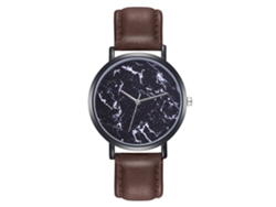 Reloj De Cuarzo Unisex De Moda Clásico Con Correa De Cuero Pu Dial Redondo Casual Café