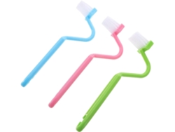Juego De 3 Cepillos De Inodoro Curvos 8 Pulgadas En Forma De V Cerdass Colores Azul Verde Y Rosa Para Limpieza Precisa