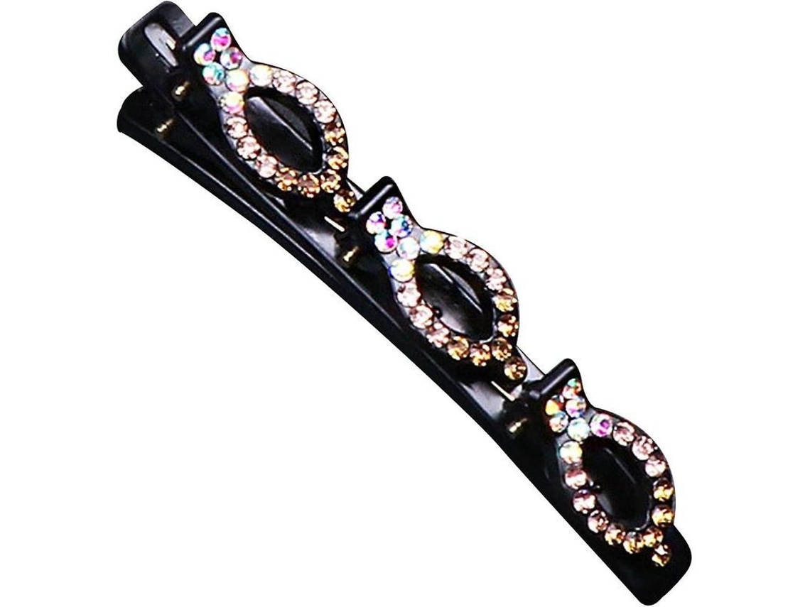 2026-3pcs Pinzas De Pelo Con Flor De Cristal, Cintas De Seda Trenzada, Pinzas Con Piedras Para Pelo Grueso